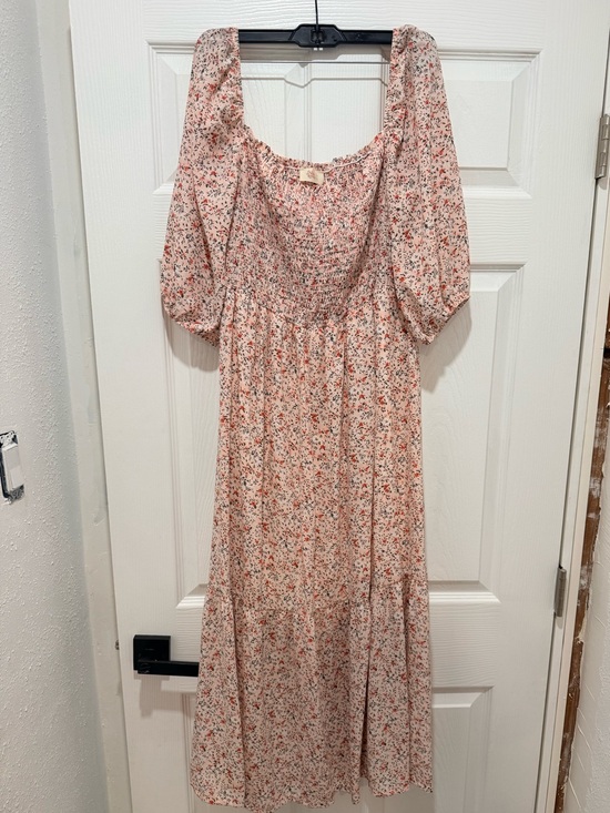 Love Dresses & Skirts - If she Loves Pink Floral Midi Dress with Puff Sleeves maternity